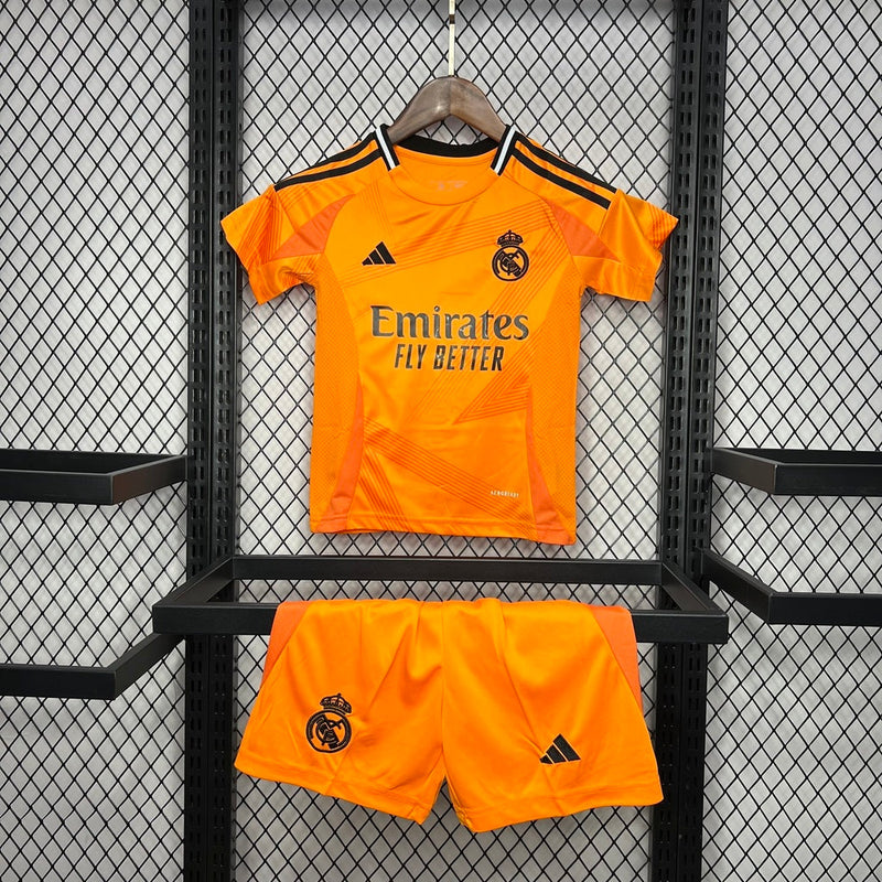 Conjunto Infantil Real Madrid 24/25 Away Adidas - Laranja