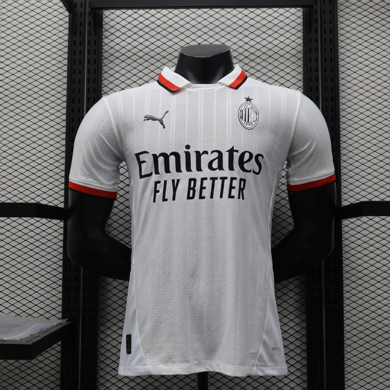 Camisa Milan Away 2024/25 Jogador Puma Masculino com Patch - Branca, Vermelha e Preta