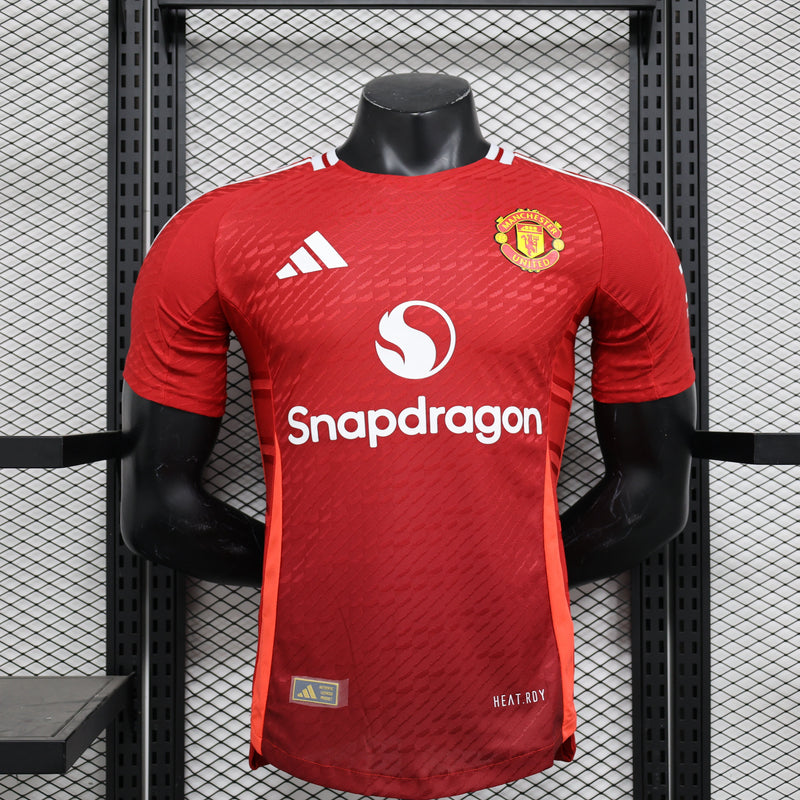Camisa Manchester United Home 2024/25 Jogador Adidas Masculino com Patch - Vermelha e Branca