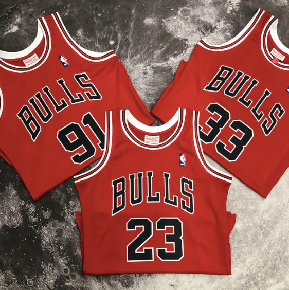 Kit NBA Bulls Jordan 23 Pippen 33 Rodman 91 - Vermelha