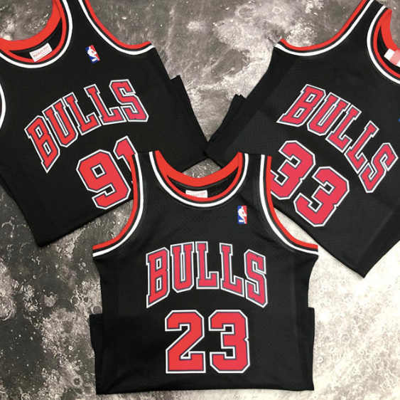 Kit NBA Bulls Jordan 23 Pippen 33 Rodman 91 - Preta