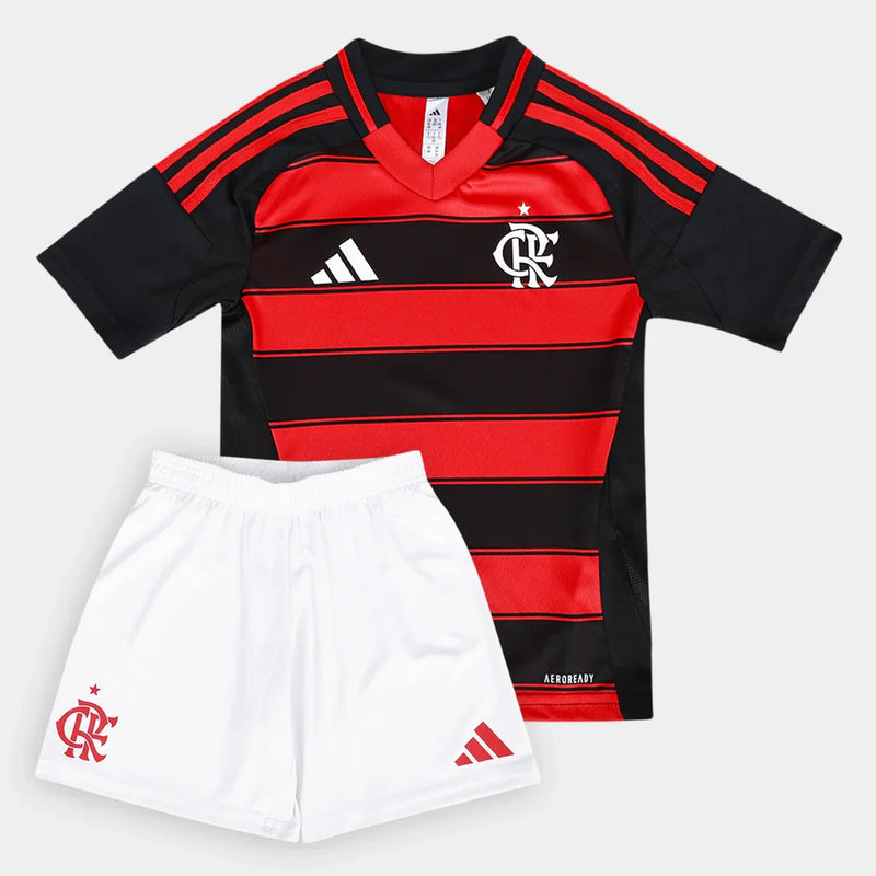 Kit Flamengo Infantil I 25/26 s/n Torcedor Adidas - Preto e Vermelho