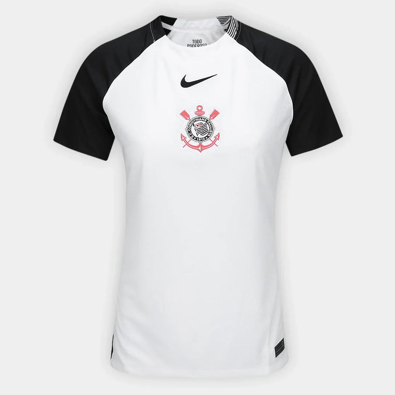 Camisa Corinthians Home 25/26 Nike Torcedor Feminina - Branco e Preto