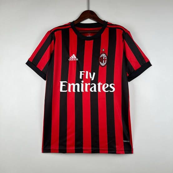 Camisa Retrô AC Milan Home 2017/18 Adidas Torcedor - Preta e Vermelha