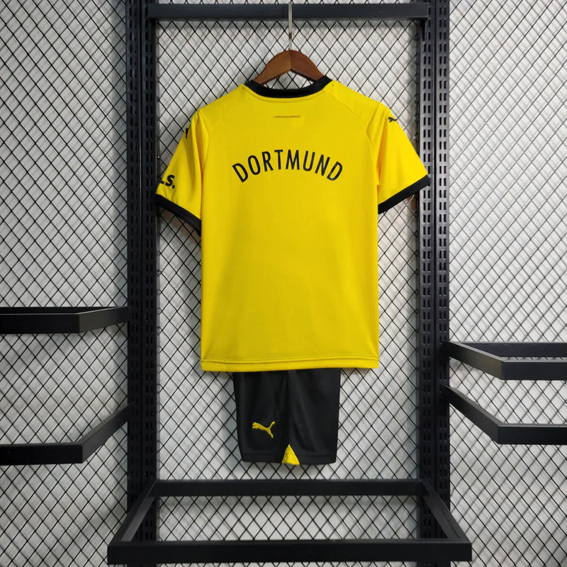 Conjunto Infantil Borussia Dortmund 24/25 Home Puma - Amarelo e Preto