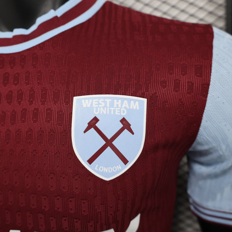 Camisa West Ham Home 2024/25 Jogador Umbro Masculino com Patch - Vinho