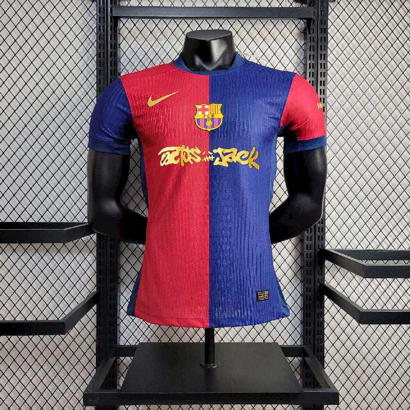 Camisa Barcelona Home 24/25 s/n° Jogador Masculino com Patch - Azul e Grená