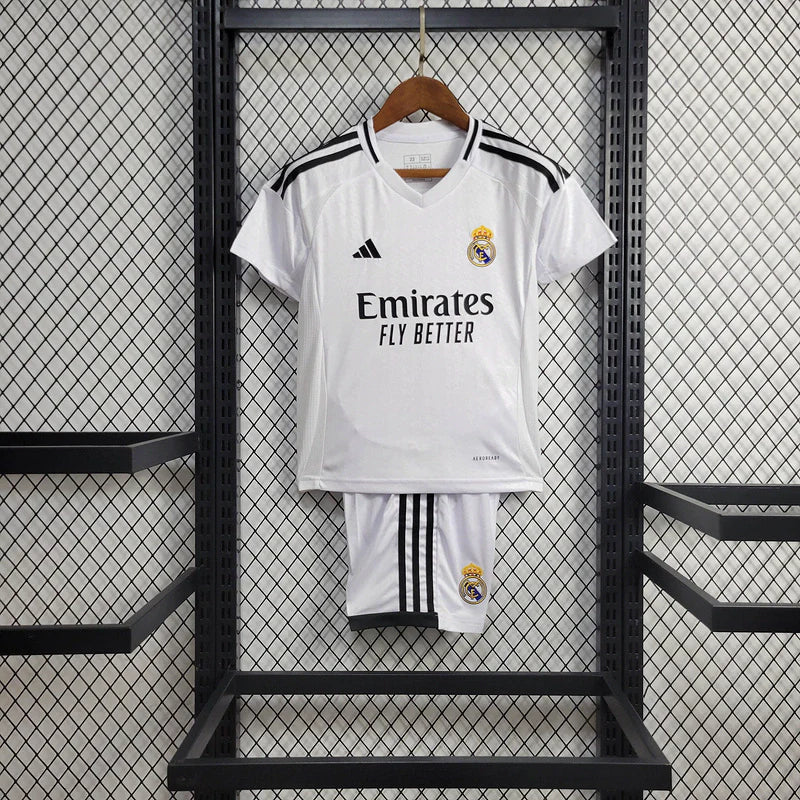 Conjunto Infantil Real Madrid 24/25 Home Adidas - Branco