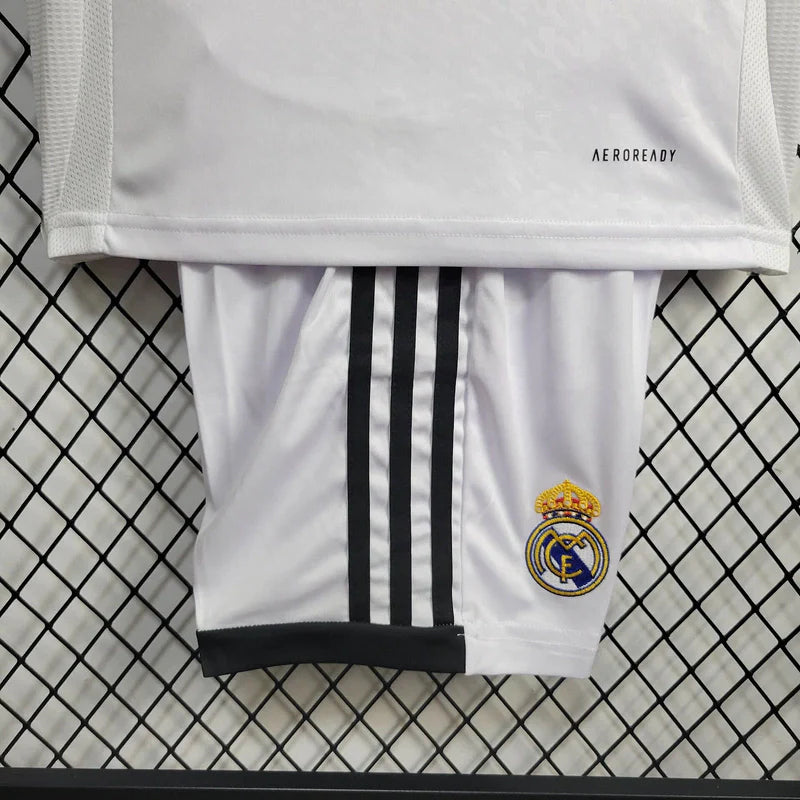 Conjunto Infantil Real Madrid 24/25 Home Adidas - Branco