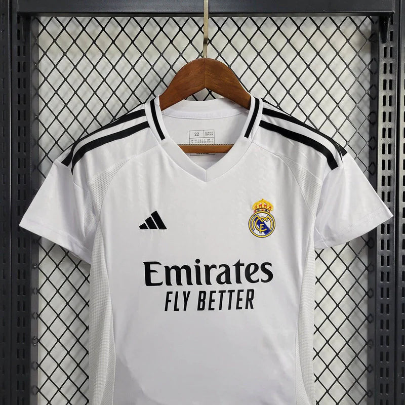 Conjunto Infantil Real Madrid 24/25 Home Adidas - Branco