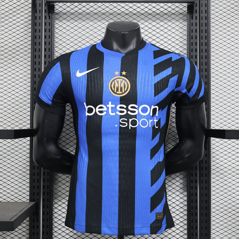 Camisa Inter de Milão Home 2024/25 Jogador Nike Masculino com Patch - Azul, Preta e Dourada
