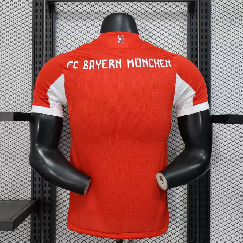 Camisa Bayern de Munich Home 25/26 Jogador Adidas Masculino com Patch - Branco e Vermelho