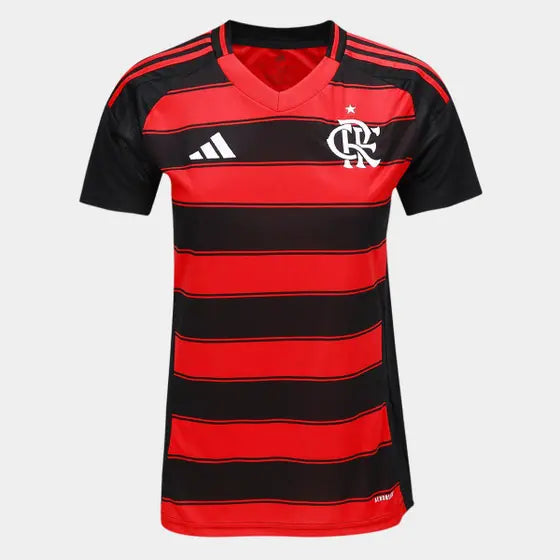 Camisa Flamengo 25/26 Home Adidas Feminina Torcedor - Vermelha e Preta