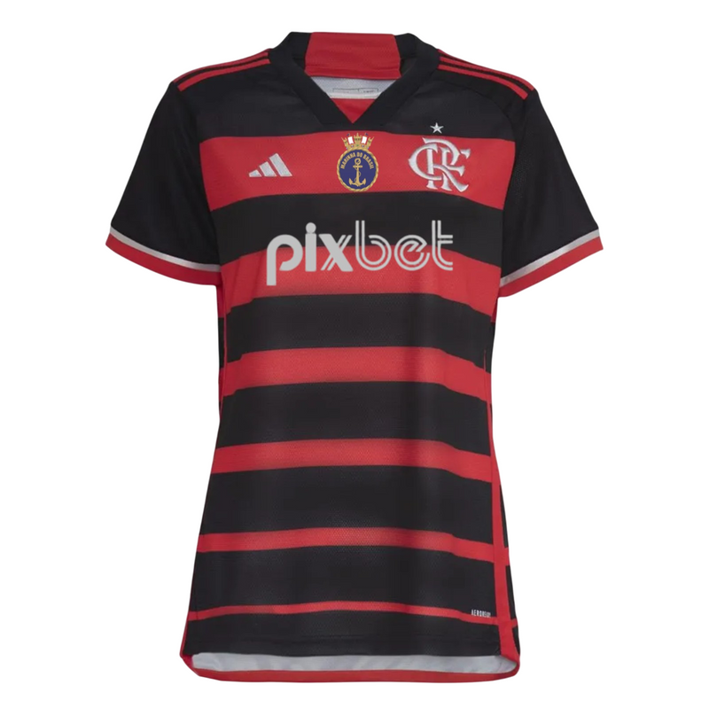Camisa Flamengo 24/25 Home Adidas Feminina Torcedor - Vermelha e Preta