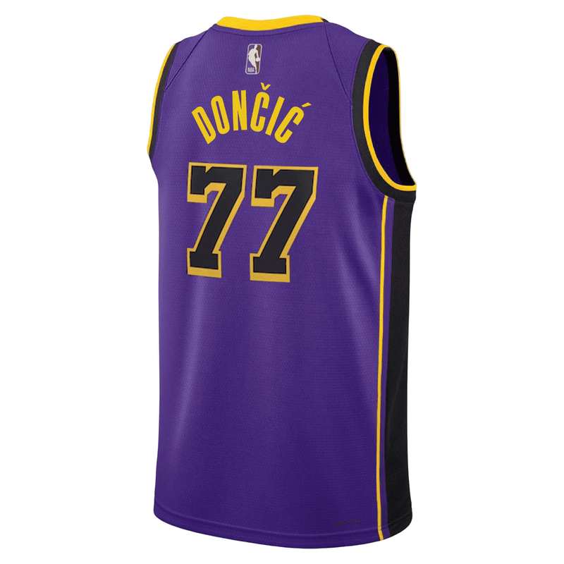 regata NBA Los Angeles Lakers Jordan Statement Edition Swingman Jersey Luka Doncic 77 Roxa
