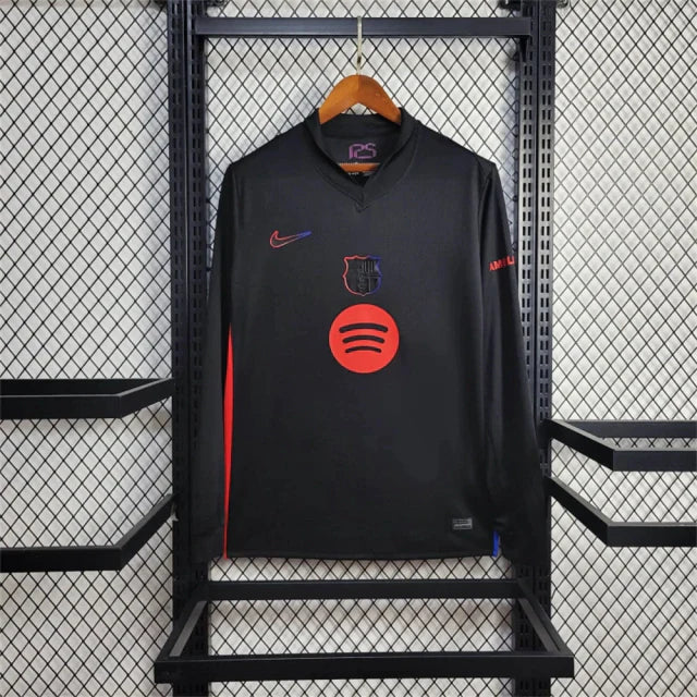 Camisa Barcelona 24/25 Home Manga Longa Nike - Preta