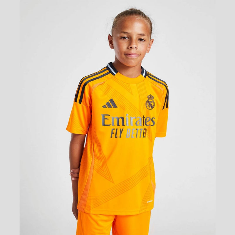 Conjunto Infantil Real Madrid 24/25 Away Adidas - Laranja